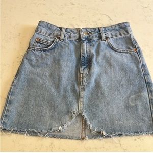 Light Blue Denim A-Line Mini Skirt